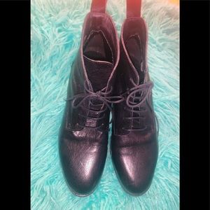 Anna Fidanza Black Leather Combat Boots Size 49